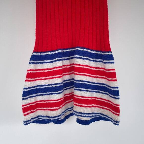 Vtg 60's Mod Red Striped Knit Acrylic Sweater Sleeveless Dress Sz M/L Retro - Picture 4 of 7